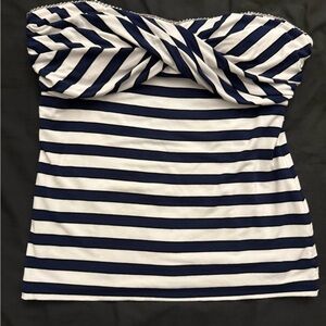 White House Black Market Navy and White Striped Sleeveless Top